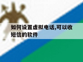 如何设置虚拟电话,可以收短信的软件