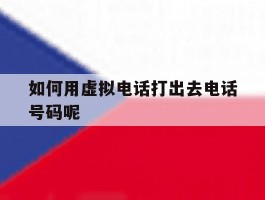 如何用虚拟电话打出去电话号码呢