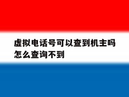 虚拟电话号可以查到机主吗怎么查询不到